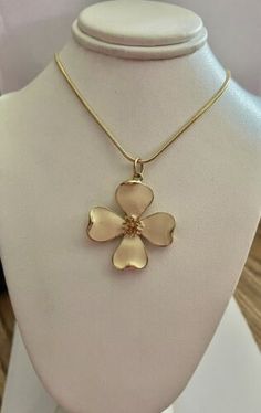 Vintage Mid Century Cream Enamel Dogwood Flower Goldtone Pendant Necklace 16” | eBay Vintage Jewelry With Flower Pendant And Vintage Charm, Vintage Metal Necklace With Flower Pendant, Vintage Gold Flower Shaped Necklace, Antique Flower Pendant Jewelry With Vintage Charm, Vintage Hallmarked Flower Pendant Necklace, Dogwood Flower, Dogwood Flowers, Vintage Costume Jewelry, Vintage Costumes