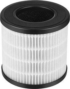 the hepa air filter is shown in black and white, with a round top