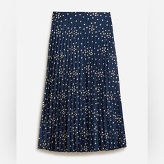 Nwt J.Crew Pleated Pull-On Luster Charmeuse Midi Skirt Navy Blue Ditsy Floral Size Xs New With Tags Fall 2023 Navy Pleated Skirt For Spring, Spring Pleated Navy Skirt, Spring Navy Pleated Skirt, Navy Pleated Skirt Bottoms For Spring, Navy Pleated Bottoms For Spring, Spring Navy Pleated Bottoms, Navy Skirt For Spring, Navy Lined Skirt For Spring, Navy Flared Skirt For Spring