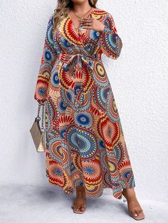 The Luxe Lune Allover Print Lantern Sleeve Belted <a href="https://canaryhouze.com/collections/women-dresses" target="_blank" rel="noopener">Dress</a> is a must-have for any fashion-forward individual. With its eye-catching allover print and flattering lantern sleeves Red Boho, Boho Patterns, Red Style, Versatile Dresses, Lantern Sleeve, Style Boho, City Chic, Paisley Pattern, Lantern Sleeves