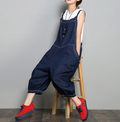 Denim Casual Spring Denim Overall Loose Women Jumpsuits Spring Denim, Balloon Pants, Silver Necklaces Women, Organic Colors, Pants Loose, Sweater Chain, Women Pants, Loose Style, Denim Cotton