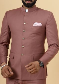 Elegant Pink Nehru Jacket For Festive Occasions, Elegant Sets With Cutdana For Ceremony, Fitted Nehru Jacket For Wedding And Diwali, Festive Pink Bandhgala For Wedding, Traditional Pink Bandhgala For Wedding, Pink Bandhgala With Zari Work For Wedding, Wedding Pink Bandhgala With Zari Work, Elegant Unstitched Suit For Celebration, Pink Traditional Bandhgala For Wedding