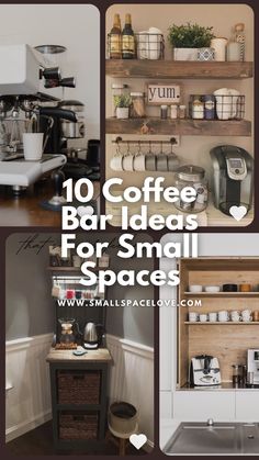 coffee bar ideas for small spaces that are easy to make and great for the kitchen