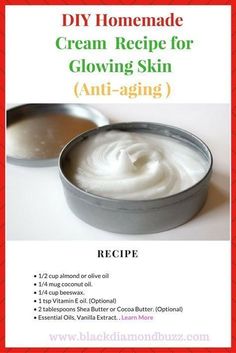 Simple Homemade Night Cream Recipes Anti Aging Recipes, Homemade Body Cream, Homemade Night Cream, Glowing Skin Cream, Săpunuri Handmade, Lotion Recipe, Creme Anti Age, Diy Skin Care Recipes, Trendy Diy