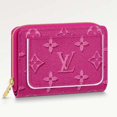 Louis Vuitton LV Women Lou Wallet Fall For You Fuchsia Pink Monogram Coated Canvas Pink Monogram, Silk Headband, Louis Vuitton Purse, Compact Wallet, Lv Handbags, Leather Slippers, Monogrammed Leather, Fall For You, Vintage Vibe