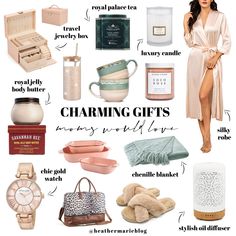 the contents of a woman's gift guide