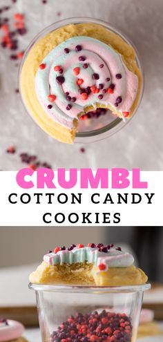 crumbl cotton candy cookies in a plastic container with the title text overlay