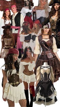 a collage of women dressed in pirate costumes