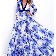 Iso This Dress. Was Previously On Lulu’s. Cannot Find Anywhere! Size Medium!!!’ Sukienki Maksi, American Dress, 파티 드레스, Maxi Robes, Floral Print Maxi Dress, Floral Print Maxi, Maxi Dresses Casual, Long Sleeve Maxi, Maxi Dress Party