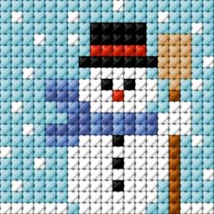 a cross stitch pattern of a snowman