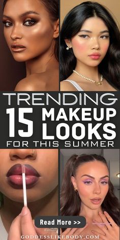 15 Best Summer Makeup Looks Trending This Year (2024) Dewy Summer Makeup, Makeup Birthday Party, Makeup Birthday, Neon Lips, Becoming A Makeup Artist, Summer Makeup Trends, Modern Makeup, Summer Makeup Looks, Graphic Eyeliner