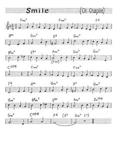 sheet music with the words smile on it