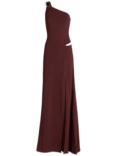 Silvia Tcherassi Nix one-shoulder Maxi Dress - Farfetch Lauren Brown, Chestnut Brown, Floral Applique, Ulla Johnson, Cocktail Dress Party, Diane Von Furstenberg, Chestnut, Size Clothing, Floor Length