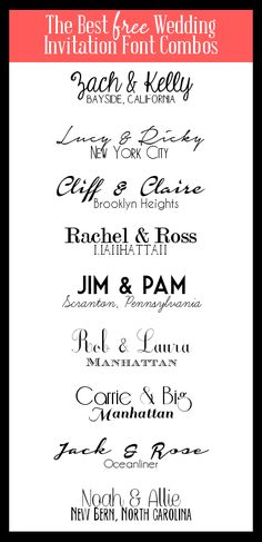 the best free wedding invitation font combos