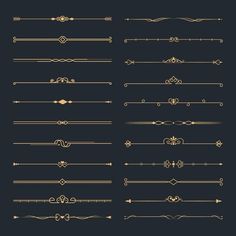 a set of golden decorative lines and dividers