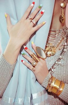 Nails And Rings, Makeup Photoshoot, Nagellack Trends, Nails Matte, Jewelry Editorial, Trendy Jewerly, Colorful Nails, Valley Of The Dolls, Beauty Shoot