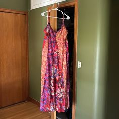 Multicolored Maxi Dress Size Large Flowy And Lightweight Never Worn Braided Tie Waist Belt And Ruffled Detailing Pink Vibrant Print Midi Dress For The Beach, Pink Midi Dress With Vibrant Print For Beach, Pink Vibrant Print Dress For Beach Cover-up, Multicolor Floral Print Sundress For Beach, Pink Midi Dress For Vacation, Pink Cotton Beach Cover-up Dress, Pink V-neck Midi Dress Beach Cover-up, Pink V-neck Midi Beach Cover-up Dress, Pink V-neck Midi Dress For Beach Cover-up