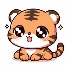 a cute little tiger cub with big eyes