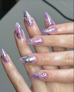 Nagel Tips, Nail Forms, Nail Length, Stick On Nails, Manicure Set, Artificial Nails, Purple Nails, Nail Accessories, Nail Kit