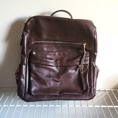 Brown Backpack With Removable Shoulder Strap. Never Used. Faux Leather. Bought Off Amazon. Brown Leather Backpack With Zipper Pocket For School, Brown Faux Leather Backpack For On-the-go, School Backpack With Zipper In Faux Leather, School Backpack With Zipper Pocket In Faux Leather, Amazon Rectangular Bag For Everyday Use, Rectangular Amazon Bag For Everyday Use, Amazon Bags, Amazon Bag, Brown Backpack