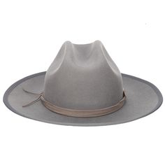 A hat so elevated that it will top off any of your outfit. Classic Cattleman rancher shape with a turn up brim. Soft Wool fabrication and traditional silhouette with a faux suede trim and antique brass detailing around the crown. Features : Brim Size: 3.5" 100% wool Women's one size ( 57 cm, 22.5 inches) Color : Grey Wool felt rancher with wrapped faux suede band and antique brass trim Fur Felt Ranch Hat With Flat Crown, Fur Felt Hat With Flat Crown For Ranch, Fur Felt Flat Crown Hat For Ranch, Wool Felt Hat With Flat Crown For Country Events, Curved Brim Fur Felt Fedora For Ranch, Fur Felt Fedora With Flat Brim For Rodeo, Western Wool Felt Hat With Flat Crown, Fitted Wide Brim Felt Hat For Ranch, Fitted Wide Brim Felt Fedora