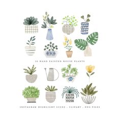 an illustrated book with plants and potted plants