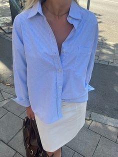 Striped Button Shirt Outfit, Button Shirt Outfit, Breezy Shirt, Oversized Shirt Outfit, Italy Outfits, Relaxed Jeans, Everyday Outfit, Staple Pieces, Button Shirt