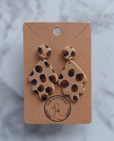 These statement earrings feature a cute leopard print design. Perfect for dressing up or casual wear. These earrings are lightweight, hypoallergenic, and nickel free. 🤍 Leopard Print Drop Earrings Gift, Leopard Print Earrings For Pierced Ears As Gift, Leopard Print Earrings For Gift, Trendy Leopard Print Dangle Earrings, Trendy Leopard Print Dangle Jewelry, Handmade Leopard Print Earrings, Trendy Leopard Print Earrings As Gift, Trendy Hypoallergenic Brown Earrings, Trendy Hypoallergenic Earrings