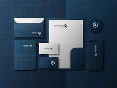 the stationery is designed to look like it has been made in blue and white