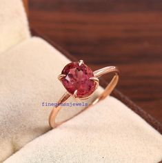 Natural Pink Tourmaline Gemstone Pink Gold Plated 925 Sterling Silver Ring #F45G Classic Oval Tourmaline Jewelry, Round Tourmaline Solitaire Ring, Tourmaline Birthstone Ring In Fine Jewelry Style, Formal Tourmaline Solitaire Jewelry, Tourmaline Jewelry With Prong Setting, Gift, Tourmaline Jewelry With Prong Setting, Tourmaline Ring With Accent Stones Jewelry, Oval Tourmaline Solitaire Jewelry, Fine Jewelry Tourmaline Birthstone Ring