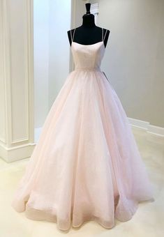 Pink Tulle Long A-Line Prom Dresses Pink A-line Ball Gown With Fitted Bodice, Pink Tulle Ball Gown For Evening, Formal Pink Tulle Dresses, Pink Ball Gown With Fitted Bodice, Pink Tulle Dress For Formal Occasions, Pink Fitted A-line Gown, Pink A-line Gown For Wedding, Pink A-line Gown For Bridesmaids, Pink A-line Bridesmaid Gown