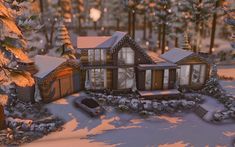 Modern Holiday House (Download) Sims 4 Christmas Build, Sims Christmas House, Sims 4 Snow Cc, Sims 4 Winter House, Sims 4 Snowy Escape House, Sims 4 Christmas House, Sims 4 Snowy Escape Cc, Snow Cabin, Winter Chalet