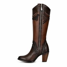 Brown Western Boots, Dressy Boots, Round Toe Boots, Pretty Shoes Sneakers, Laser Cut Leather, Leather Western Boots, Tall Boot, Rounded Toe Boots, Toe Boots