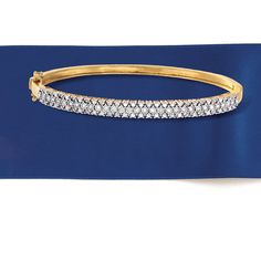 Ross-Simons - .75ct t. w. Diamond Bangle Bracelet in 18kt Gold Over Sterling. 8". You'll love our glimmering diamond bangle! In polished 18kt yellow gold over sterling silver, it flashes and flickers with three rows of round diamonds, totaling .75 carats. Wear it to the office or to date night. Double-latch safety. Box clasp, diamond bangle bracelet. Diamond birthstones are the perfect gift for April birthdays. Dazzling Diamond Bangle Bracelet With Pave Setting, Anniversary Bangle Gold Bracelet With Pave Setting, Formal Pave Setting Diamond Bangle Bracelet, Dazzling Diamond Cut Bangle Bracelet, Formal Diamond Bangle Bracelet With Pave Setting, Formal Bangle Diamond Bracelet With Pave Setting, Dazzling Diamond Bangle Jubilee Bracelet, Fine Jewelry Diamond Accented Bangle Bracelet, Fine Jewelry Diamond Bangle Bracelet With Accents