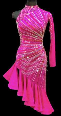 a pink ballroom dress with sequins on it