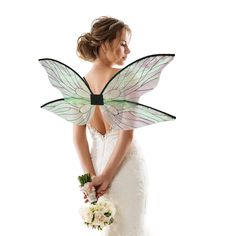 PRICES MAY VARY. Size: beautiful fairy wings measures 30 × 13.8 inches, proper size is suitable for both kids and adults. High Quality Material: the angel wings are made of transparent organza, waterproof, lightweight and durable, feel silky to touch, and can reflect light as the angles changes, which will make you shiny under the sun or under the light at night and grasp everyone's eyes in the crowd. Iron wire edge can keeps the wings' shape very well. Comfortable and Easy to Wear: one size ela Fairy Wings Black, Butterfly Wings Costume, Elf Wings, Fairy Wings Costume, Elf Dress, Halloween Party Gifts, Costume For Women, Holiday Costumes, Wings Costume