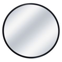 a round mirror on a white background with black trimmings and an oval frame