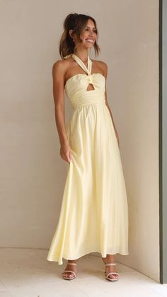 Details: Front cutout trim Halter neck Backless Maxi dress FIT:Regular fit Non-Stretch through fabricStandard sizingCotton&PolyesterSize Available: Size Length Bust inch cm inch cm S 52.7 134 33 84 M 53 135 34.6 88 L 53.5 136 36.2 92 XL 54 137 37.8 96 Summer Brunch Maxi Dress With Cut-out Waist, Spring Fitted Dress With Cut-out Waist, Fitted Spring Dress With Cut-out Waist, Cut-out Waist Dresses For Day Out, Fitted Dress With Cut-out Waist For Spring, Spring Vacation Dress With Cut-out Waist, Spring Party Halter Dress With Cutout, Summer Fitted Maxi Dress With Cutout, Fitted Summer Maxi Dress With Cutout