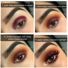 Brown Ombre Eyeshadow, Thanksgiving Makeup Ideas Step By Step, Maroon Eyeshadow Looks Step By Step, September Makeup Looks, 3 Color Eyeshadow Tutorial, Fall Makeup Tutorial Step By Step, November Eyeshadow Looks, Sunset Makeup Looks Step By Step, Fun Eyeshadow Looks Brown Eyes