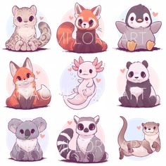 six different kinds of animals sitting together