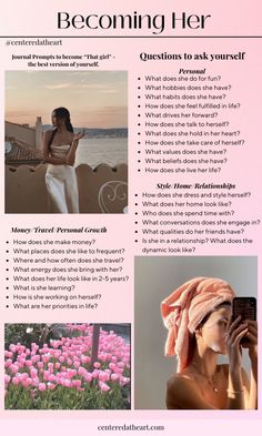 Journal ideas and journal prompts for sel reflection ✨ Begin your journey of Self discovery and becoming the woman you aspire to be with these empowering journaling prompts. Use these Manifestation journal prompts to script your reality into being! Reinventing yourself can be easy with the right guide. ✨ #ReinventingYourself #JournalPropmtIdeas #ThatGirlAesthetic #PersonalGrowth #SelfReflection #Womanhood #BecomingHer#Aesthetic Health Is Wealth Aesthetic, New Version Of Me, Glowup Aesthetic, Daglig Motivation, Obličejové Masky, Mindfulness Journal Prompts, Travel 2024