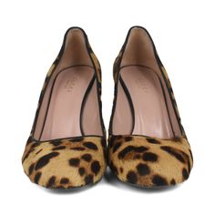 Gucci wedge heels in brown pony hair with an all-over cheetah print, black leather trim, a small 'GG' on the back heels in silver hardware, and a rounded toe. Brand = Gucci Size = 36 Condition = 8/10, Very good. Material = Ponyhair, leather Heel Height = 90mm SKU = 16872-5 Chic Calf Hair Heels With Pointed Toe, Chic Calf Hair Pointed Toe Heels, Chic High Heel Calf Hair Shoes, Chic High Heel Calf Hair Heels, Chic Calf Hair High Heels, Luxury Pointed Toe Leopard Print Heels, Luxury Leopard Print Pointed Toe Heels, Luxury Leopard Print Leather Heels, 4-inch Heel Leopard Print Leather Heels