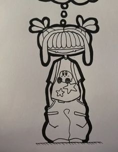 a drawing of a person with a thought bubble above their head and an animal under his hat