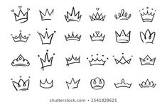 hand drawn crown icons set in black and white on a white background stock photo edit now