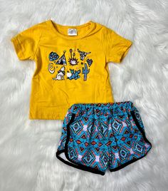 Rusty Soul is your go to boutique for kids! Mom owned and opperated! Cute Graphics, Western Graphic Tees, Shorts Fit, Yellow Shirt, Western World, Printed Joggers, Yellow Shirts