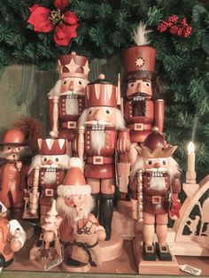 a group of nutcrackers sitting next to each other