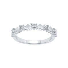 Add a sparkling touch to your look with this elegant diamond ring with a romantic heart motif.Click on this JEWELRY & WATCHES GUIDE to learn about fit, styles, materials and more! Nickel free Metal: 10k gold Packaging: boxed Width: 0.04 in. Finish: polishedDIAMOND DETAILS Total weight: 1/10 ct. Color grade: I Clarity: 13 Shape: round Setting: prong Diamond weights are approximate. Diamond Total Weights may vary between .01 and .13 ct. Some diamonds consist of fewer than 17 facets. Gemstones may White Diamond Heart Ring With Halo Setting, White Diamond Ring With Diamond Accents For Valentine's Day, Classic Heart Cut Stackable Rings For Anniversary, Silver Heart Cut Rings With Single Cut Diamonds, Classic White Heart Ring For Valentine's Day, Classic Diamond White Rings For Valentine's Day, White Gold Rings With Diamond Accents For Valentine's Day, Diamond White Heart Diamond Ring For Valentine's Day, Diamond Heart Ring With Single Cut Diamonds For Anniversary