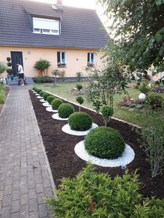 a house with landscaping in the front yard