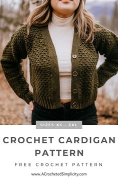 the crochet cardigan pattern is available in sizes xs - xxl