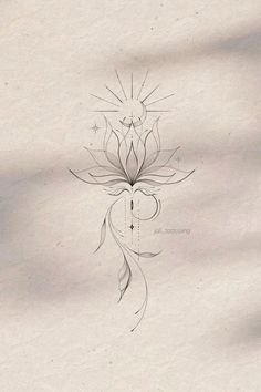 a drawing of a flower on paper with the sun in the middle and stars above it